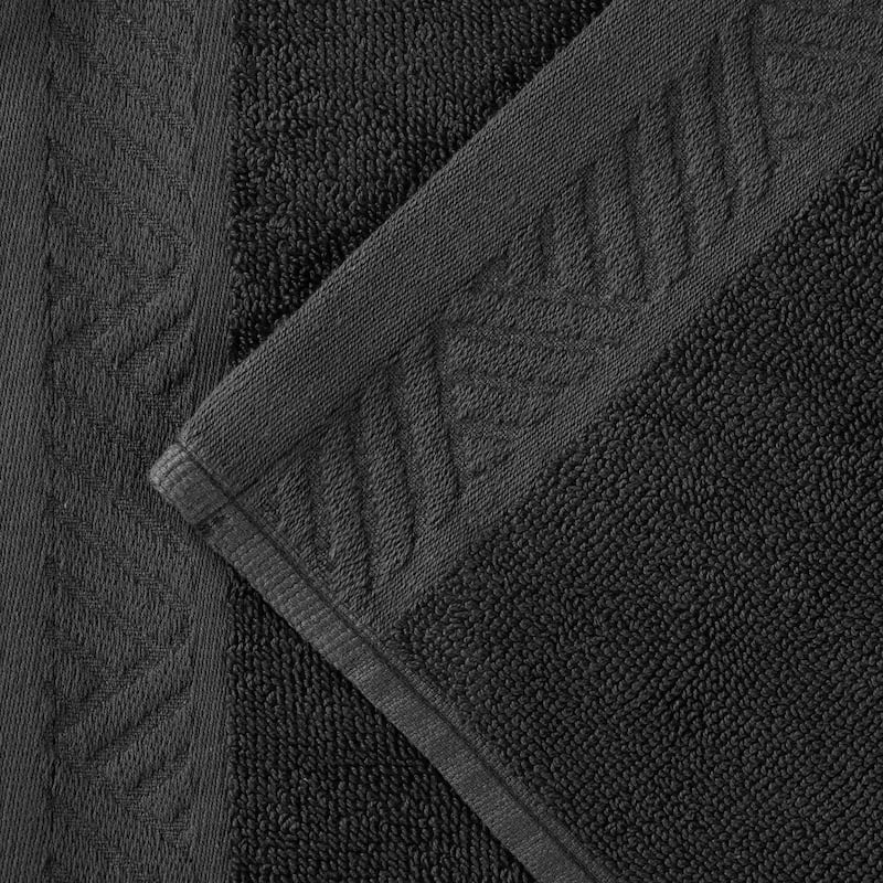 Superior Basketweave Egyptian Cotton Jacquard and Solid Bath Towel Set of 4