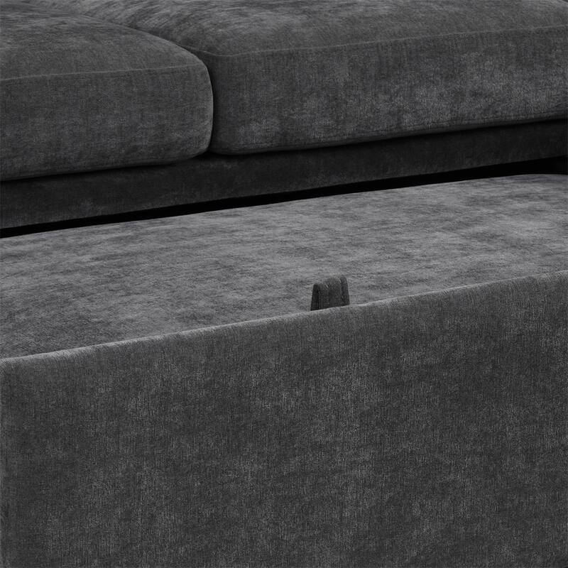 L-shaped Sofa Convertible Sofa Bed Pull Out Sofa Sleeper w/Back Pillow