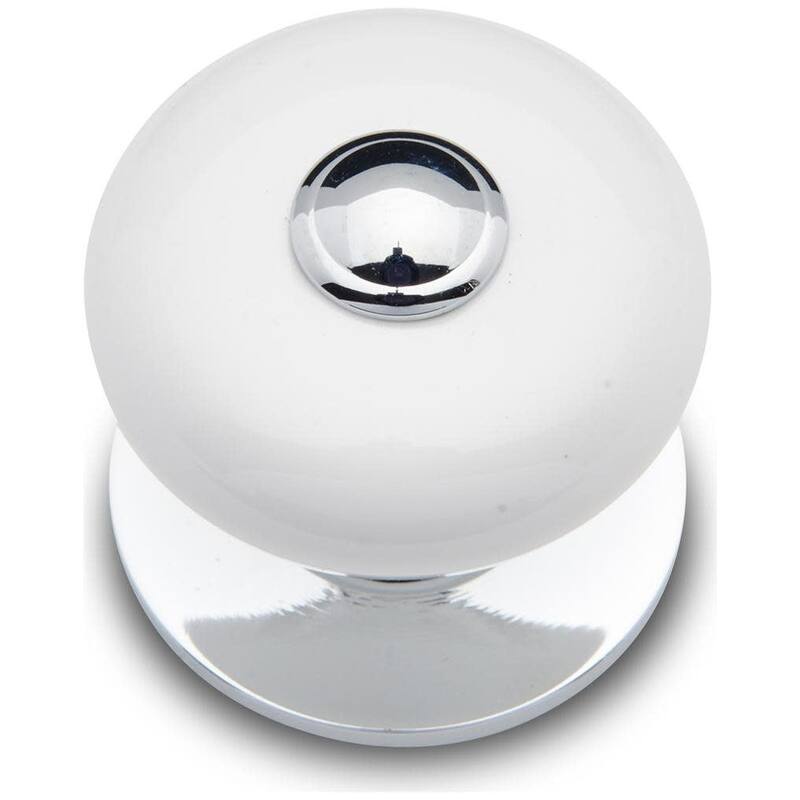 RK International CK-31-FLAT-BTN-LG Porcelain 1-1/4" Round Classic Flat - Chrome / White