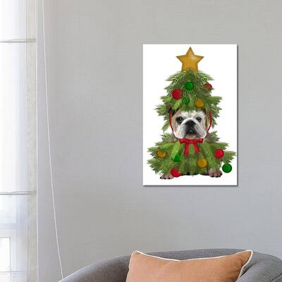 iCanvas "English Bulldog, Christmas Tree Costume" by Fab Funky Canvas Print