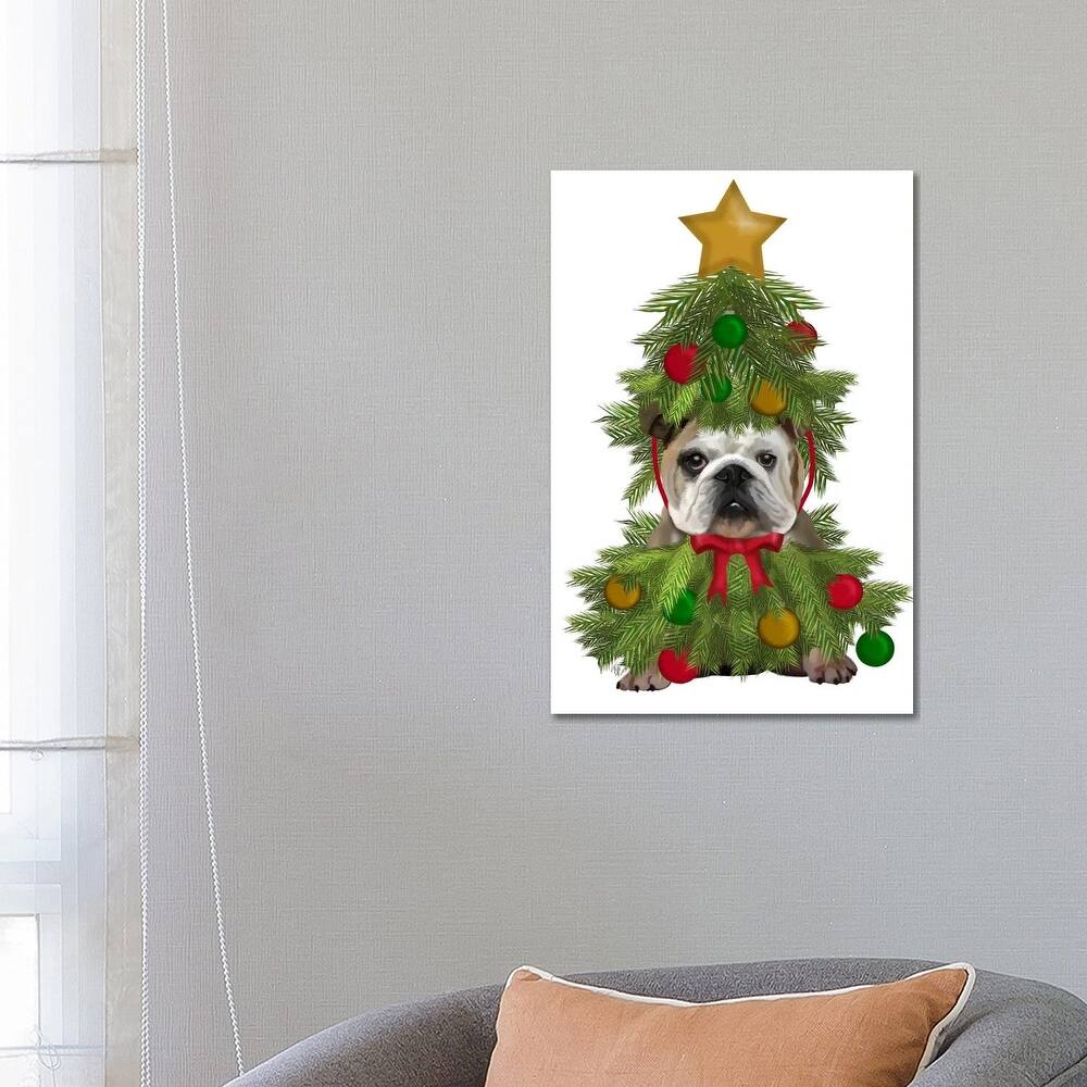 iCanvas "English Bulldog, Christmas Tree Costume" by Fab Funky Canvas Print