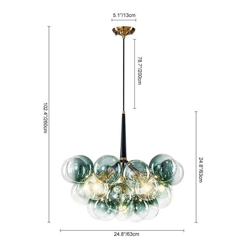 6-Light Bold Modern Gradient Glass Cluster Bubble Chandelier - 24.8 in