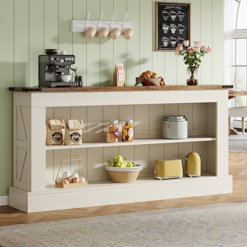 White Stand for 75-Inch TV, Farmhouse