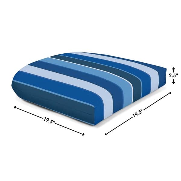dimension image slide 7 of 9, Casual Cushion Stripe Sunbrella® Fabric 1-Piece Outdoor Wicker Seat Pad, 19.5"W x 19.5"L - 19.5"W x 19.5"L