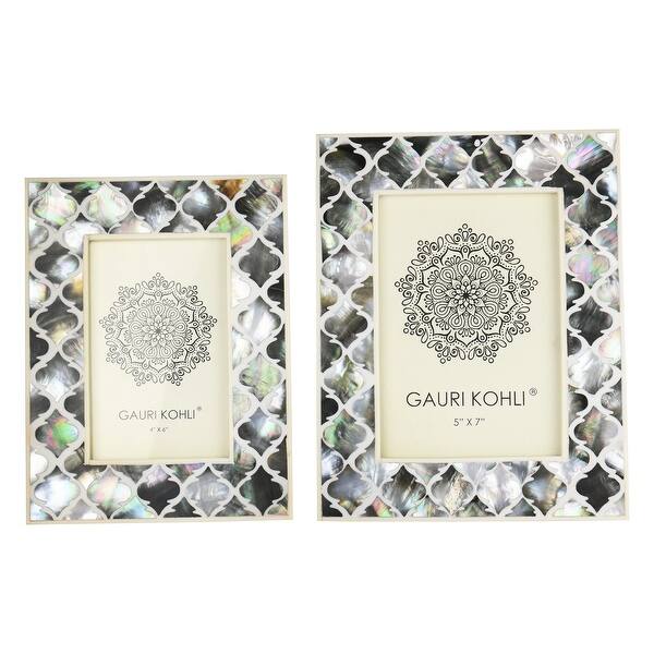 Twin Pack GAURI KOHLI Mother of Pearl Picture Frames Gift Set Wall Hanging & Table Top Handmade Twin Pack GAURI KOHLI Mother of Pearl Picture Frames Gift Set Wall Hanging & Table Top Handmade