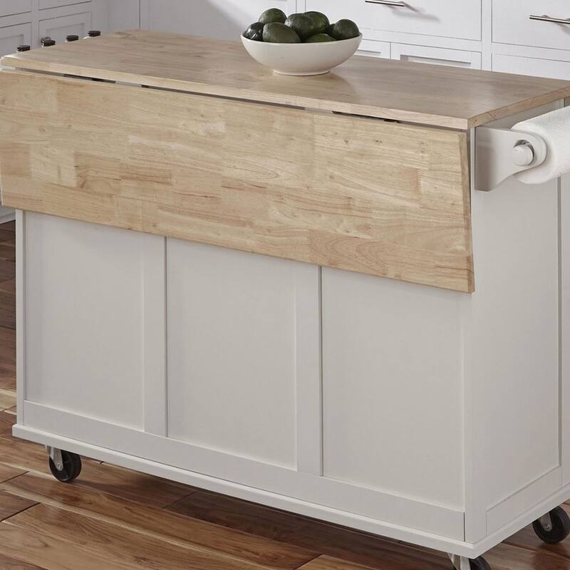 3-Drawer Drop Leaf Kitchen Cart with Wood Top by Homestyles