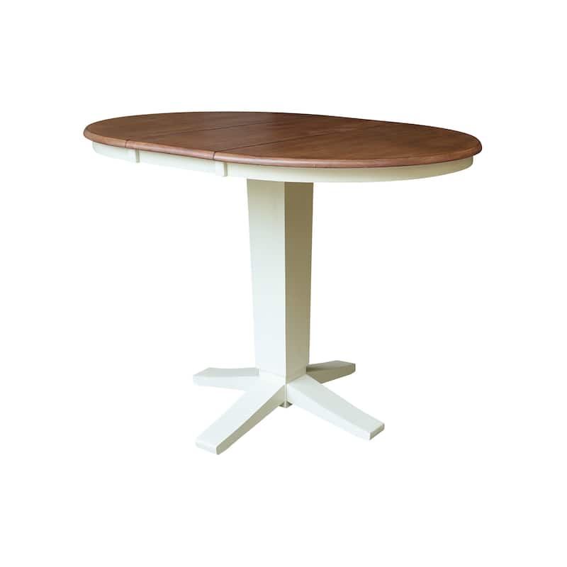 36" Solid Wood Round Top Pedestal Dining Table with 12 in Leaf