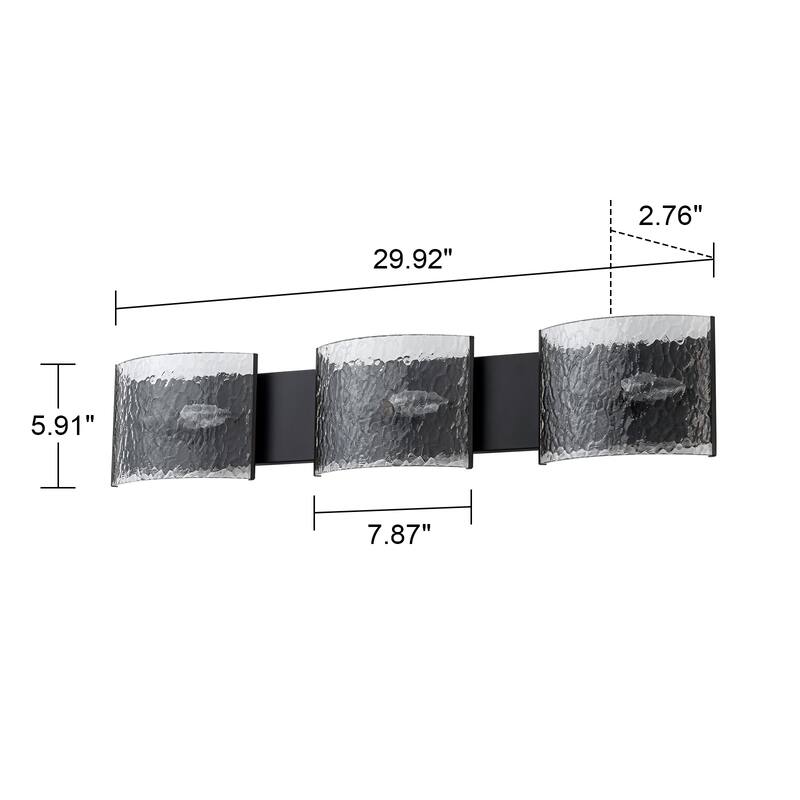3-Light Wall Sconce with Glass Shades Modern Bathroom Vanity Light - 30" W x 2.8" D x 6" H