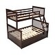 preview thumbnail 7 of 16, Dark Brown Twin over Full Size Solid Wood Stairway Bunk Bed with Ladder and Fence for Bedroom