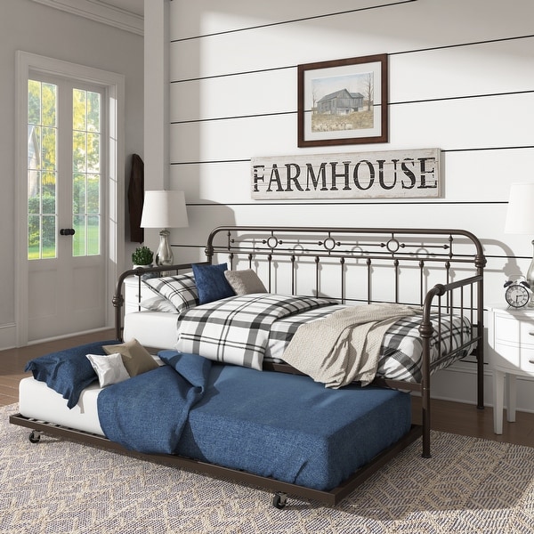 Darren Antique Dark Bronze Metal Daybed with Trundle by iNSPIRE Q Classic On Sale Bed Bath Beyond 29009553