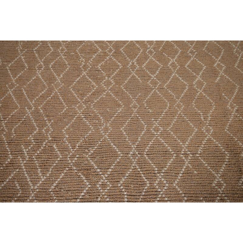 Earth Tone Moroccan Oriental Area Rug Handmade Brown Wool Carpet - 6'0"x 9'10"