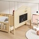 preview thumbnail 5 of 39, Full Size Plywood Montessori Floor Bed with Bookcases, Blackboards, Guard rails, Solid Wood Floor Beds and Storage Headboards