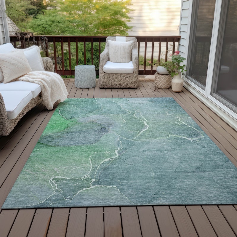 Machine Washable Indoor/ Outdoor Chantille Watercolor Rug