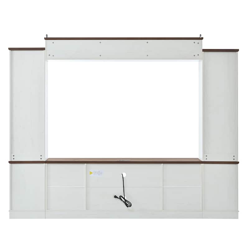 98.8" TV Stand Wall Unit with Bookshelves, Modern Entertainment Center Media Console with Adjustable Shelves & Cabinets