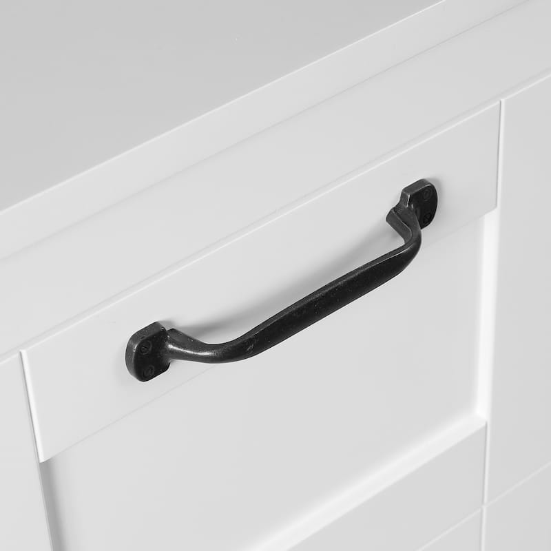 White with Black Hardware MDF Wood 1-Door and 1-Drawer Storage Cabinet - 32.1" H - 32.1" H x 15.1" W x 11.8" D