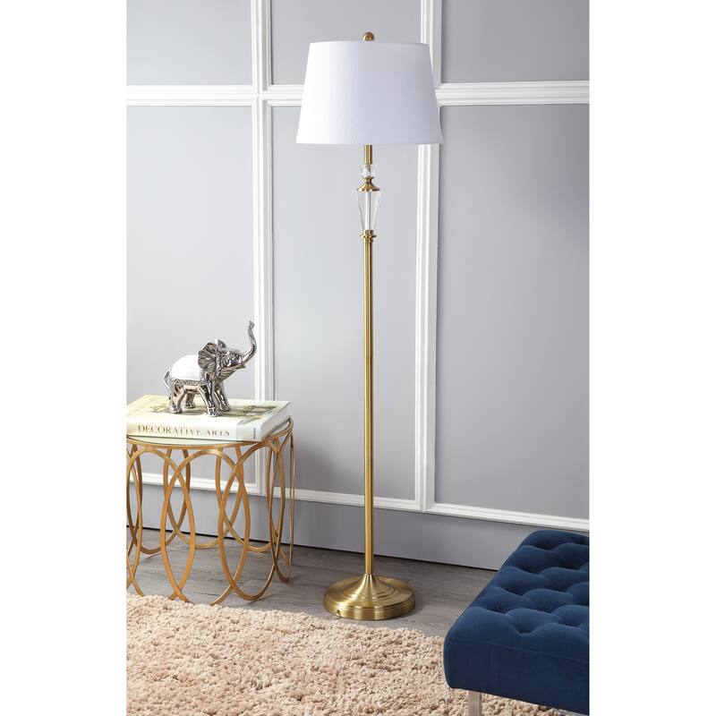 Evelyn 61" Crystal / Metal LED Floor Lamp, Brass Gold/Clear by JONATHAN Y - Brass Gold/Clear - 61" H x 15" W x 15" D