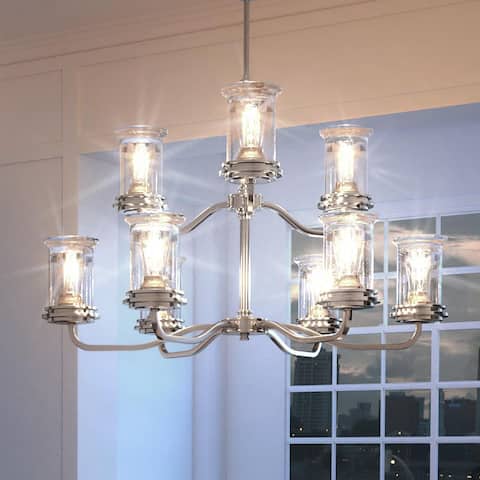 Luxury French Country Chandelier, 31.625"H x 34.125"W, with English Country Style, Brushed Nickel, by Urban Ambiance