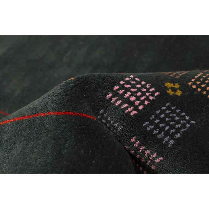 ECARPETGALLERY Hand Loomed Kashkuli Gabbeh Dark Green Wool Rug - 4'10 x 6'10