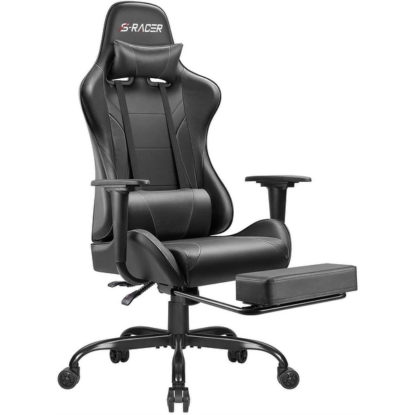 Executive Racing Gaming Office Chair Footrest Lift Swivel Computer Desk Chair AH 