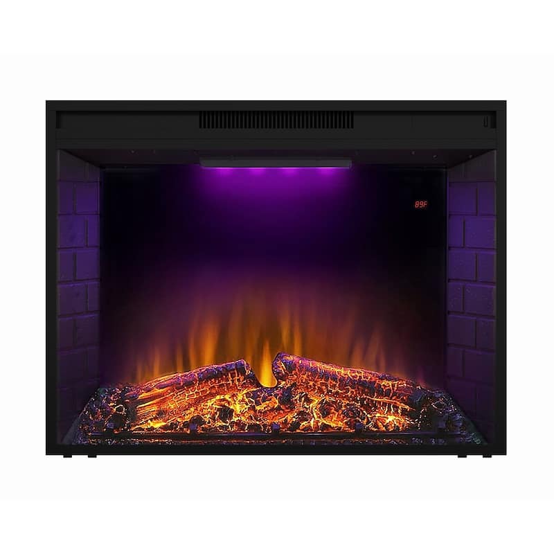Modern Black Wall-mounted Electric Timer Fireplace with Remote - 33 in. W X 25 in. H X 8.9 in. D - 33in.