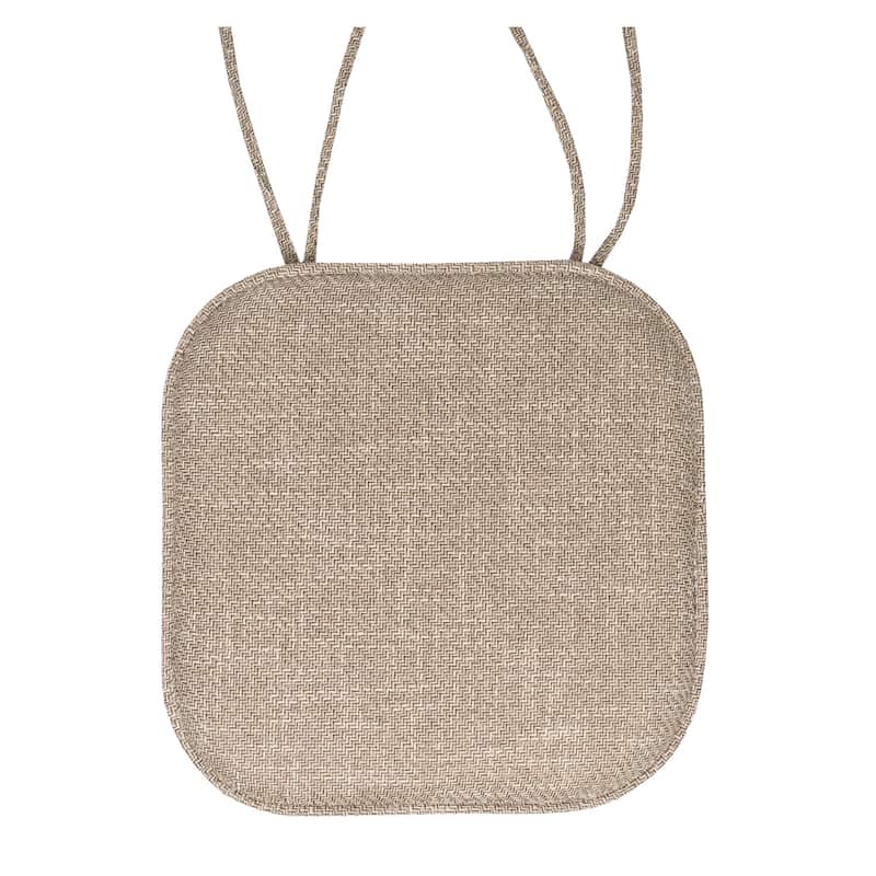 Sweet Home Collection Herringbone Stitch Memory Foam Non Slip Chair Cushion Pad with Ties 16" x 16"