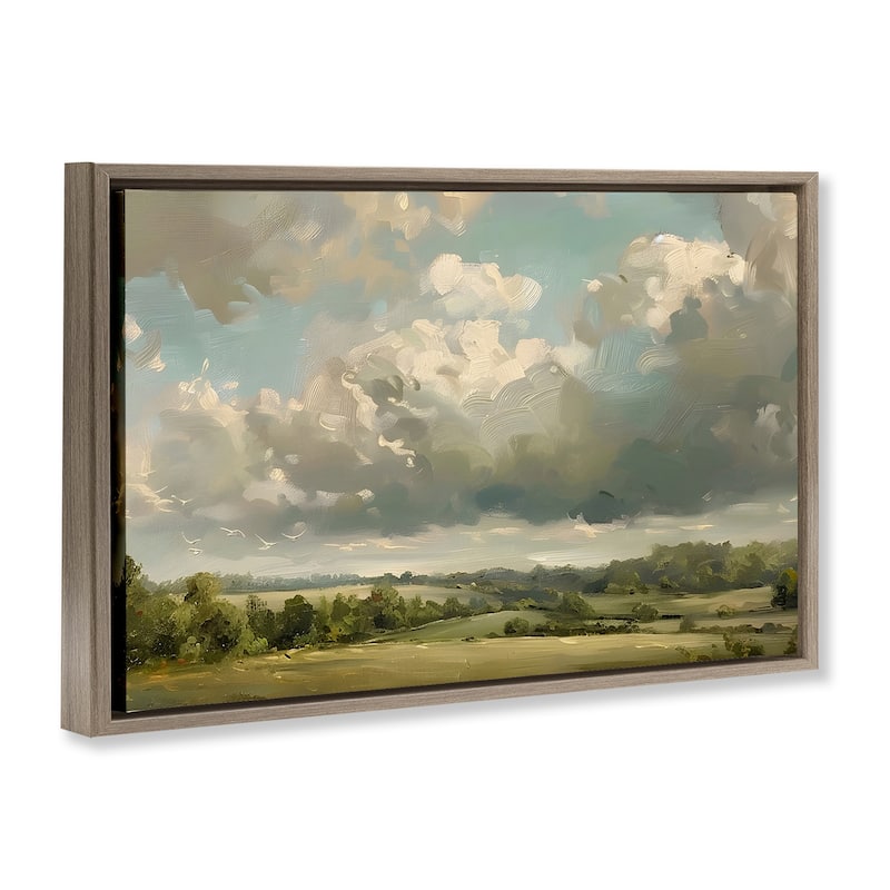 Stupell Sunlit Clouds over Countryside Framed Floater Canvas Wall Art Design By LSR Creative Studio
