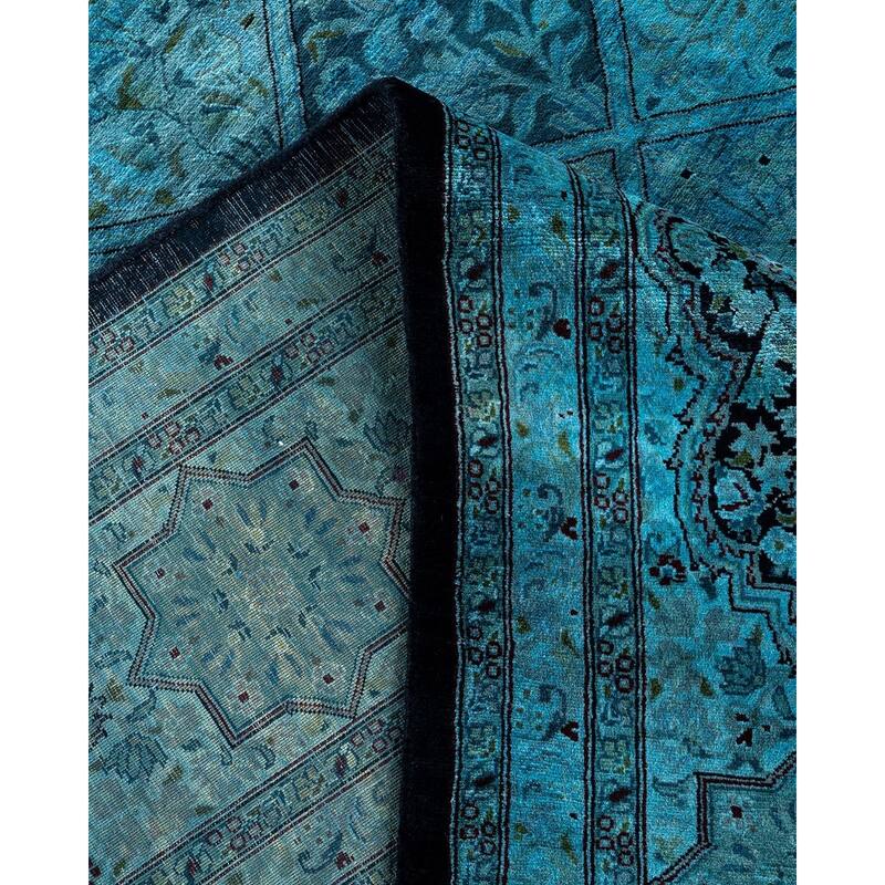 Overdyed, One-of-a-Kind Hand-Knotted Area Rug - Blue - 8' 2" x 16' 10"