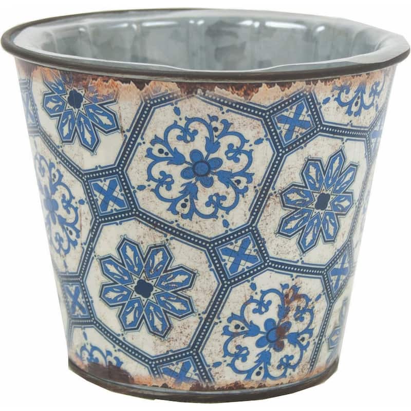 Lisbon Tile Look Metal Planter