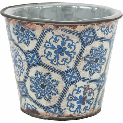 Lisbon Tile Look Metal Planter