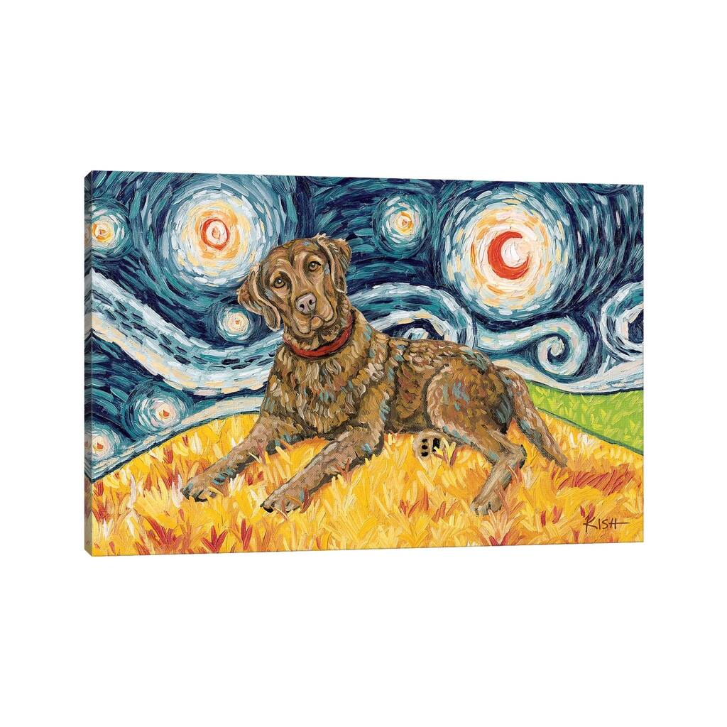 iCanvas "Chesapeake Bay Retriever On A Starry Night" by Gretchen Kish Serrano Canvas Print