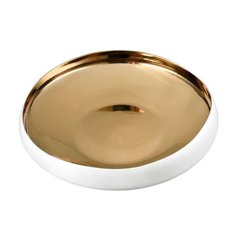 Elk Home Greer Bowl - Low White and Gold Glazed