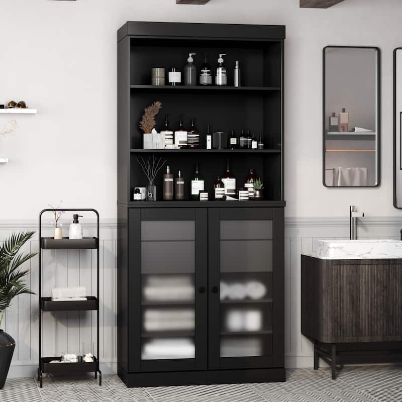 100% Solid Wood 32" Bathroom Cabinet with Optional Doors, 2-Drawers by Palace Imports