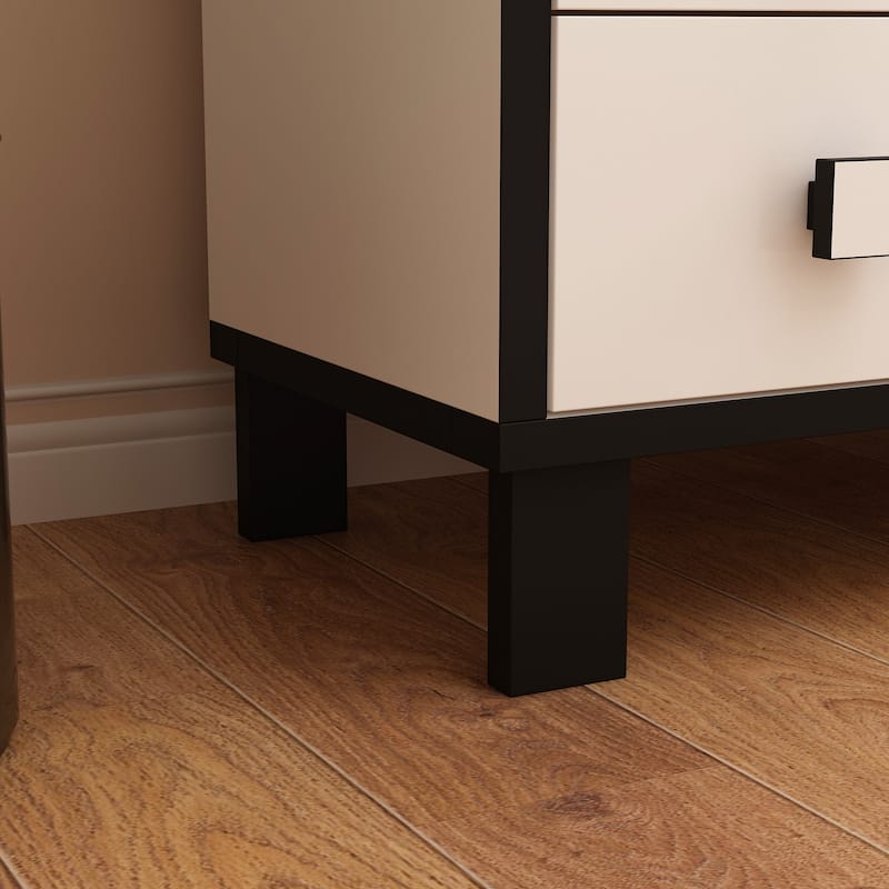 63" Modern 8 Drawer Dresser, Black & White Double Wide Bedroom Storage Chest