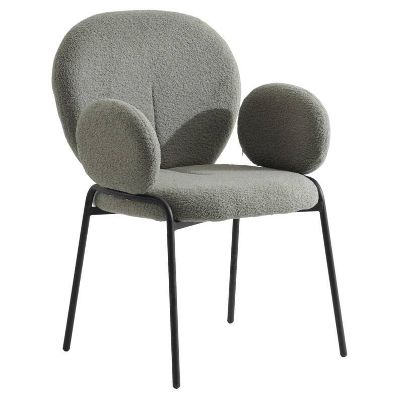 Celestial Boucle Upholstered Iron Dining Chairs Set of 2 by LeisureMod