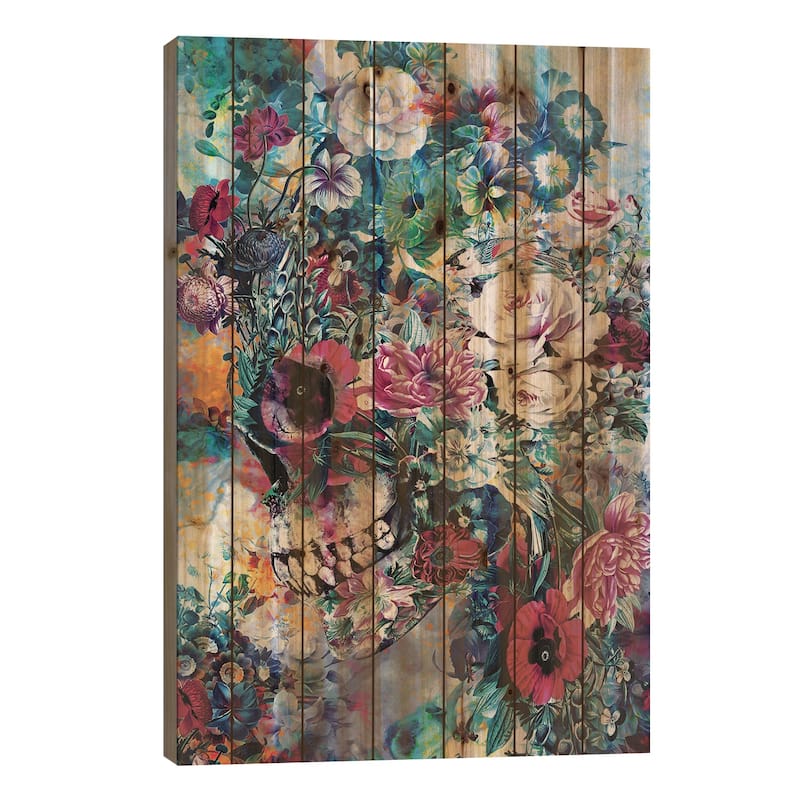 Surreal Skull Print On Wood by Riza Peker - Multi-Color - 40x26x1.5