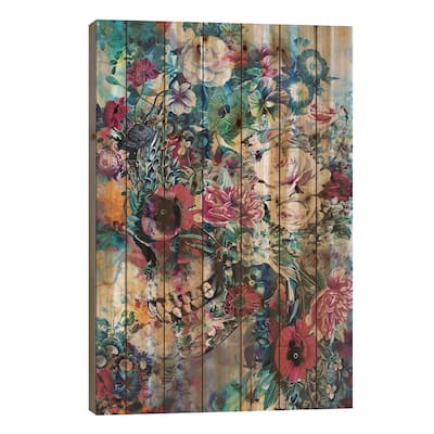 Surreal Skull Print On Wood by Riza Peker - Multi-Color