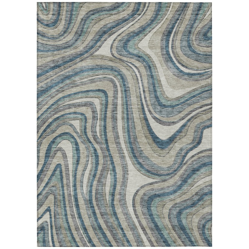 Machine Washable Indoor/ Outdoor Chantille Contemporary Abstract Rug