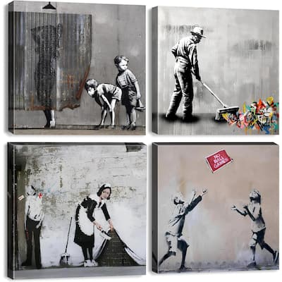 Black and White Graffiti Wall Decor Abstract Street