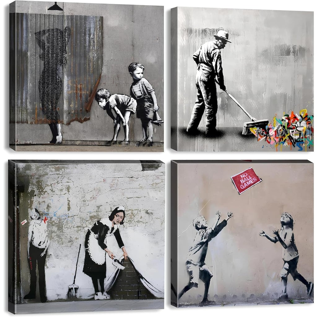 Black and White Graffiti Wall Decor Abstract Street