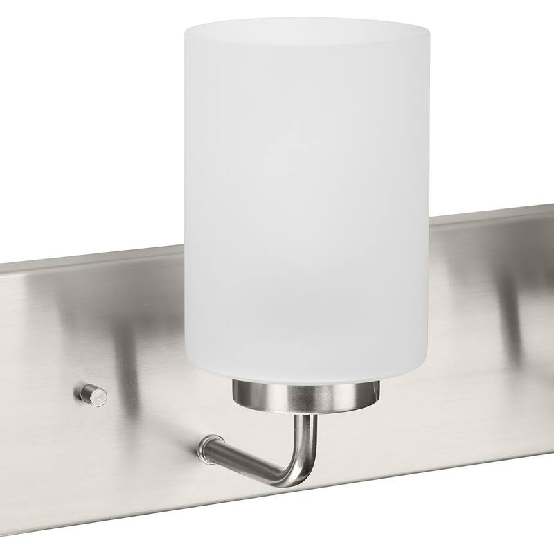 Merry Collection Six-Light Brushed Nickel and Etched Glass Transitional Style Bath Vanity Wall Light - 48 in x 5.75 in x 8.25 in