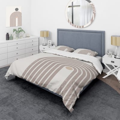 Designart 'Abstract Rainbow Sun and Moon In Earth Tones I' Modern Duvet Cover Set