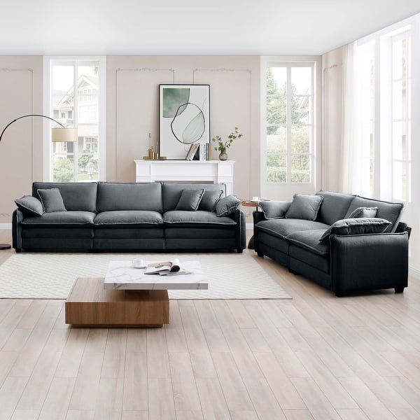 Retro-Inspired Family Sofa Set - Deep Seat Design,Includes 2-Seater & 3-Seater - Bed Bath & Beyond