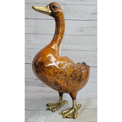 Duck Bird Bronze Statue Sculpture Figure Life Size Decor Painted Moigniez 17 Inches X 15 Inches