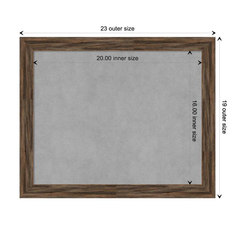 Amanti Art Regis Barnwood Mocha Narrow Framed Magnetic Board - Board Size 20x16