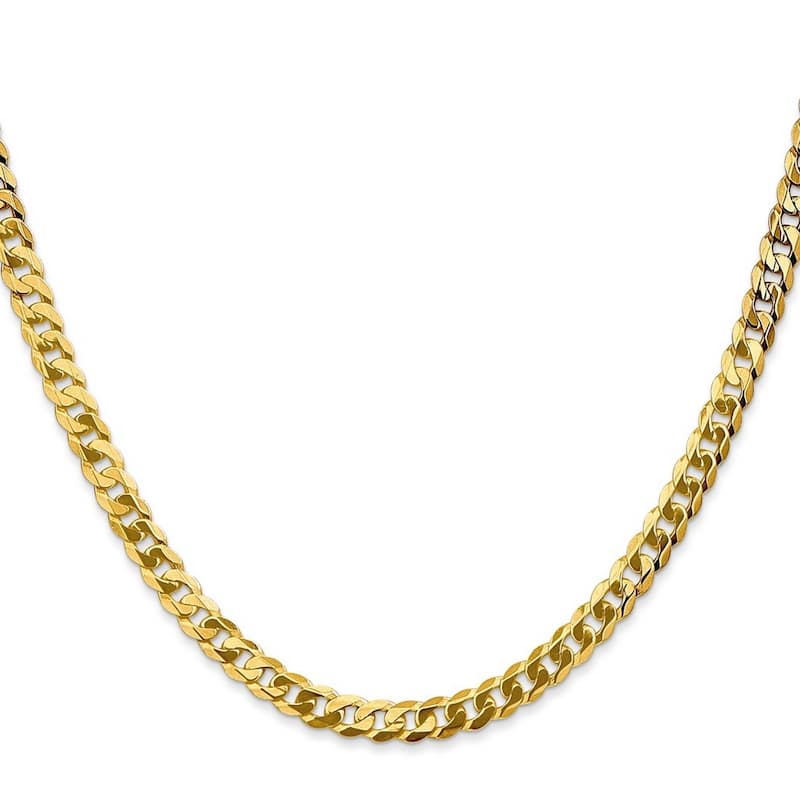Curata 10k Yellow Gold 4.6mm Flat Beveled Curb Chain Bracelet