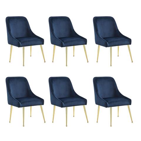 Walmer Blue and Gold Upholstered Dining Chairs (Set of 6)