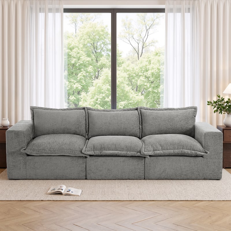 No Assembly Chenille Modular Sectional Sofa Comfy Cloud Couch