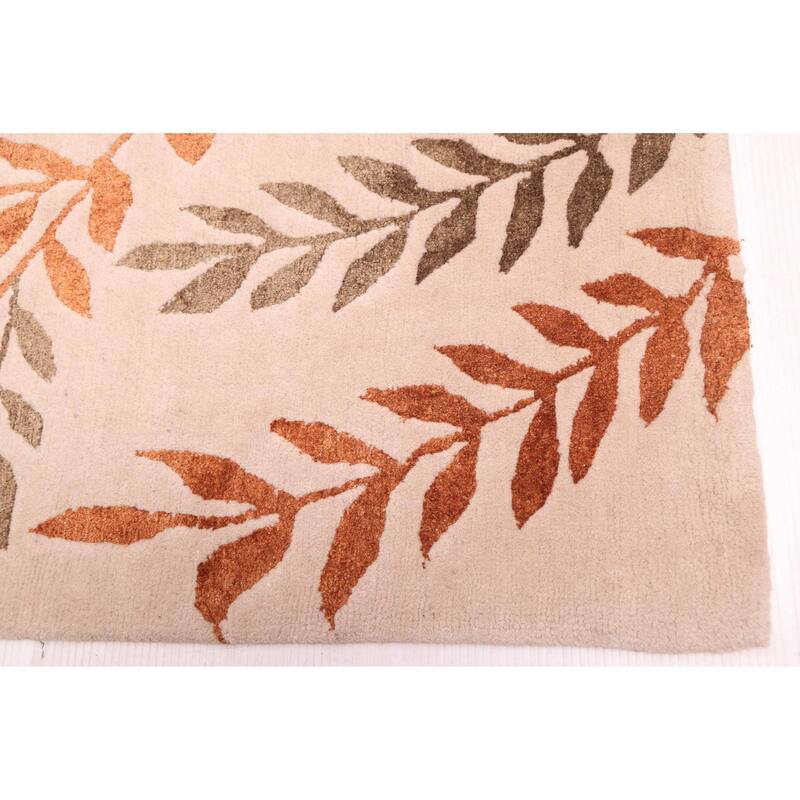 ECARPETGALLERY Hand-knotted Opulence Beige Silk, Wool Rug - 8'0 x 10'0