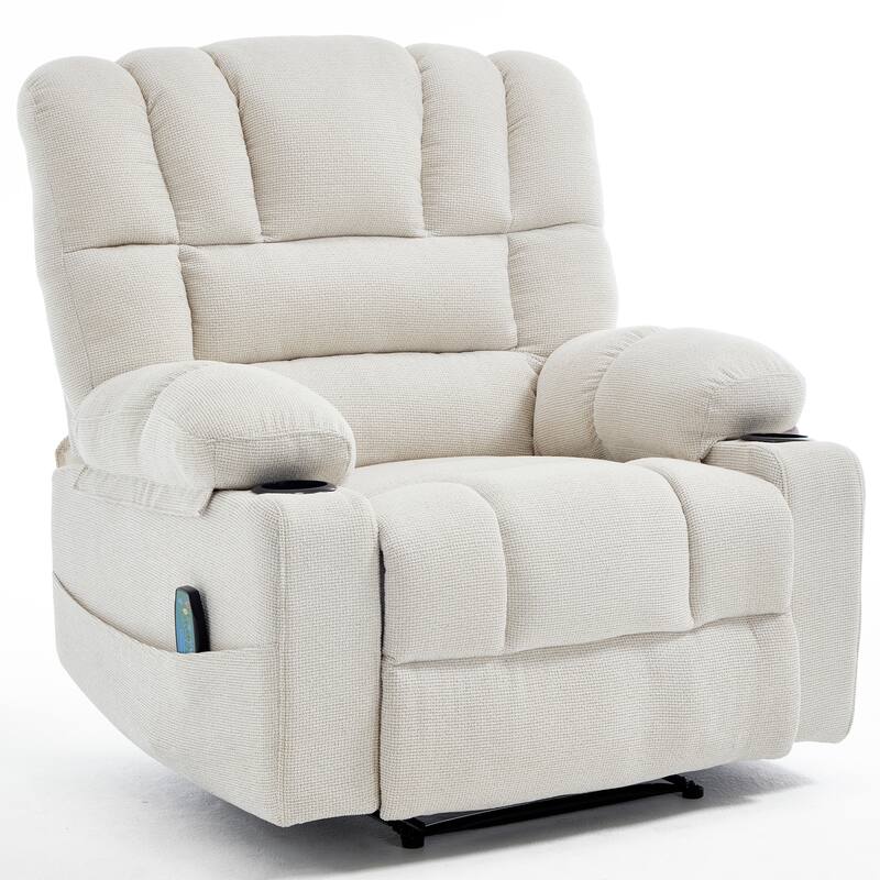Massage Recliner Chair with Vibration & Heating, Ergonomic Single Sofa Chair, Recliner Chair with Side Pockets & 2 Cup Holders