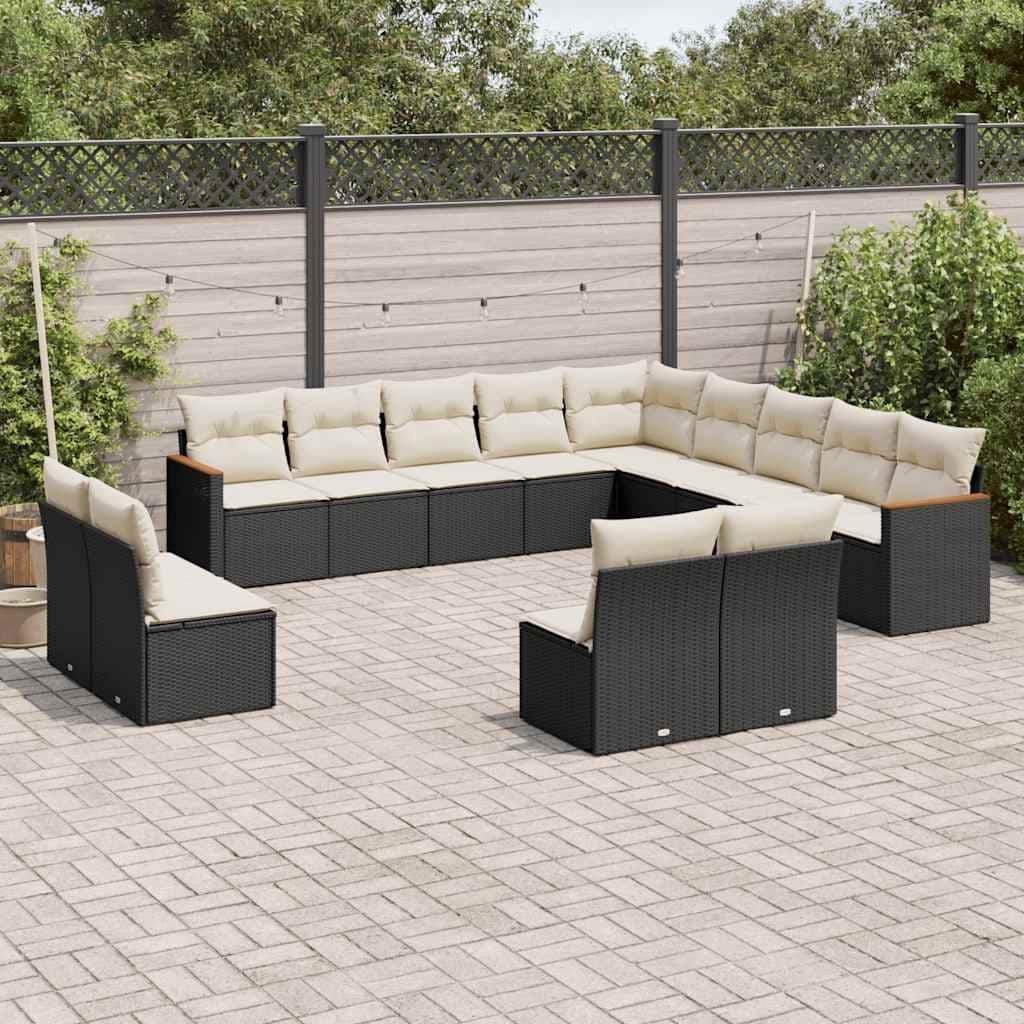 vidaXL Patio Sofa Set with Cushions Outdoor Conversation Furniture Poly Rattan
